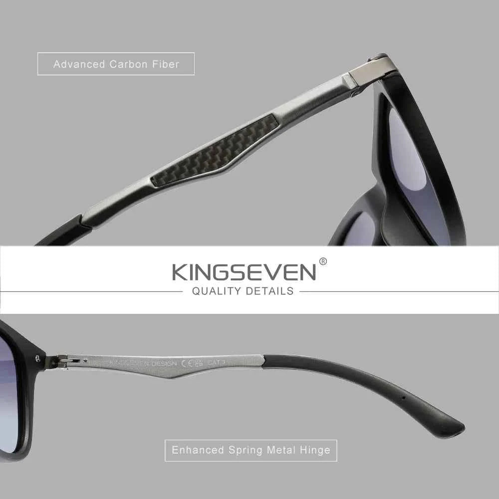KINGSEVEN 7537 Polarized Sunglasses – Aluminium-Magnesium, Rectangle, UV400, Unisex