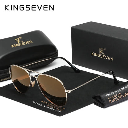 KINGSEVEN 7115 Pilot Polarized Sunglasses – Alloy Frame, Mirror, UV400, Unisex