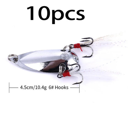 Metal Spoon Fishing Lure with Treble Hook – Gold &amp; Silver Jig Bait for Bass, Pike &amp; Perch