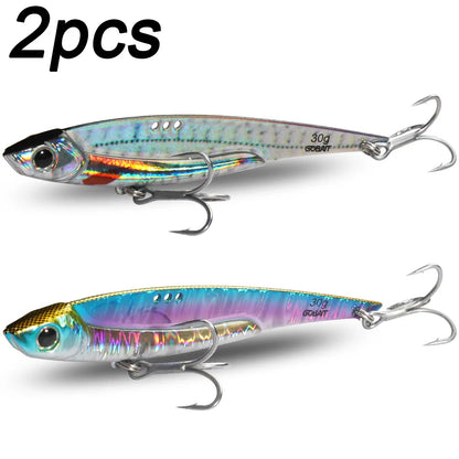 GOBAIT Metal VIB Fishing Lure Kit – 20g, 25g &amp; 30g | Holographic Laser Skin | Treble Hook | Sea, Pike &amp; Bass