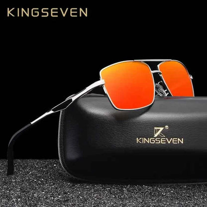 KINGSEVEN 7906 Polarized Sunglasses – Stainless Steel, Mirror, UV400, Men’s
