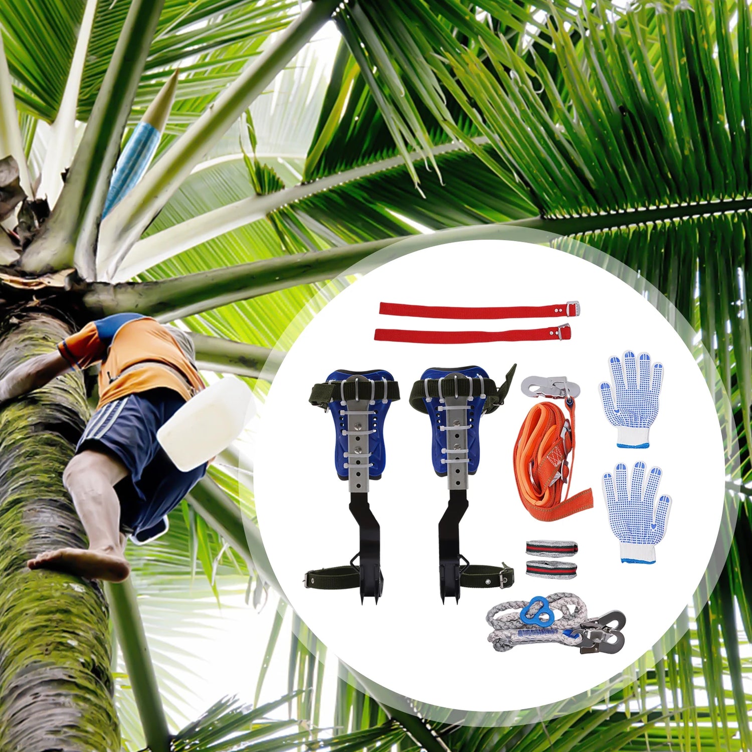 Professional Tree Climbing Spikes Kit 330lb Capacity Steel Spurs with Adjustable Straps &amp; Safety Gear for Arborists &amp; Hunters