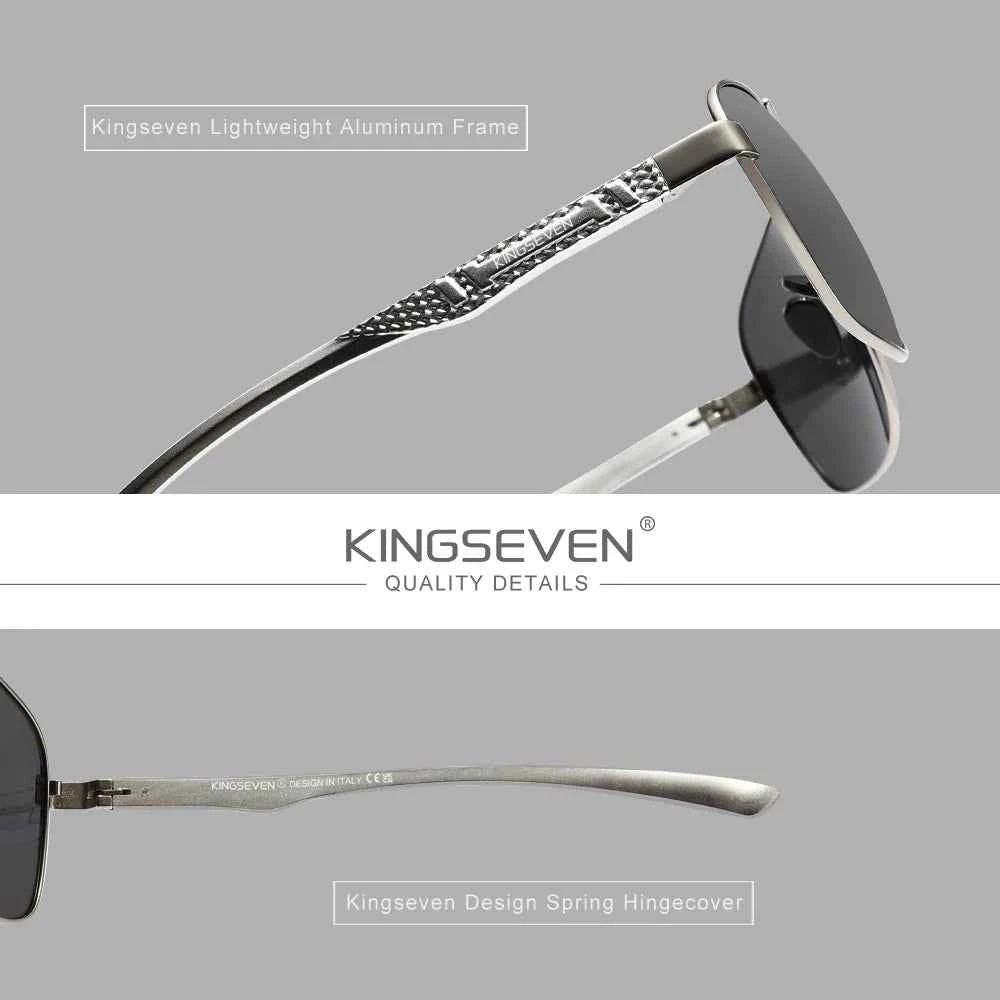KINGSEVEN 7188 Polarized Square Sunglasses – Aluminium-Magnesium Frame, UV400, Unisex