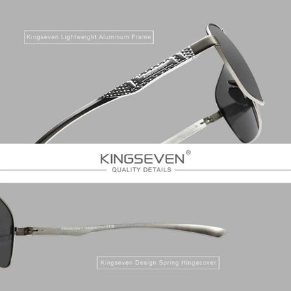 KINGSEVEN 7188 Polarized Square Sunglasses – Aluminium-Magnesium Frame, UV400, Unisex