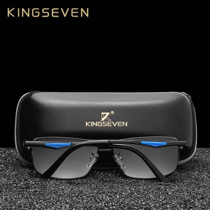 KINGSEVEN 7906 Aluminum Sunglasses – Polarized, UV400, Square, Includes Polarization Test Card, Unisex