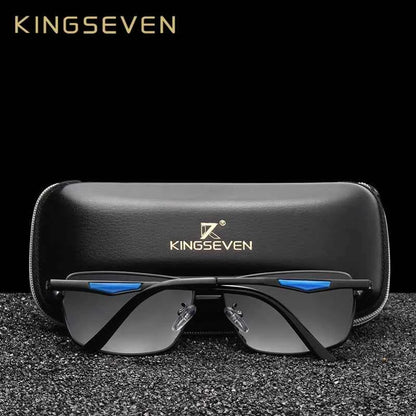 KINGSEVEN 7906 Aluminum Sunglasses – Polarized, UV400, Square, Includes Polarization Test Card, Unisex