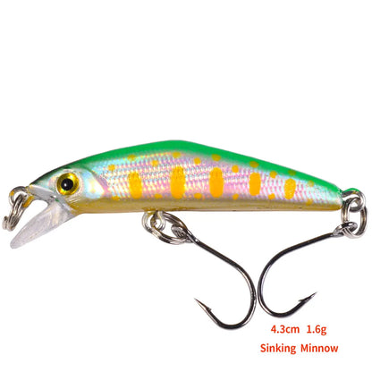 43mm 1.6g Micro Sinking Minnow Fishing Lure – Hard Bait for Bass, Trout, Salmon &amp; Panfish