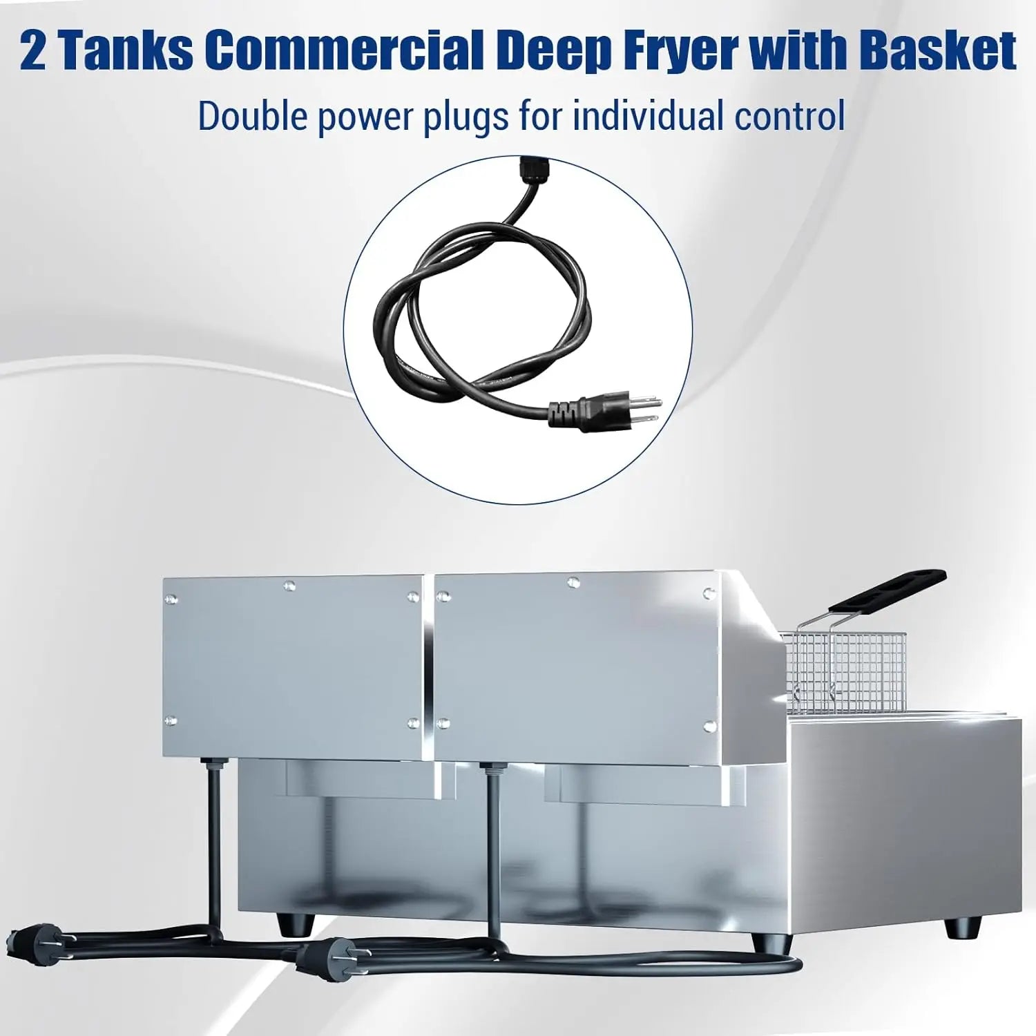 Commercial Electric Deep Fryer with Baskets Stainless Steel Adjustable Temperature Deep Fryer for Restaurant and Home