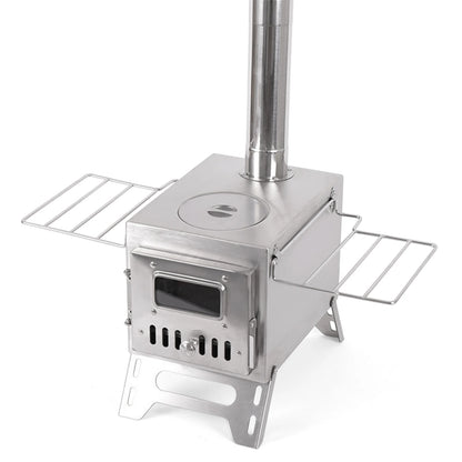 Tomshoo Outdoor Camping Wood-burning Stove Wood Burner Stainless Steel Foldable Tent Heater w Tent Fire Window Patio Fireplace