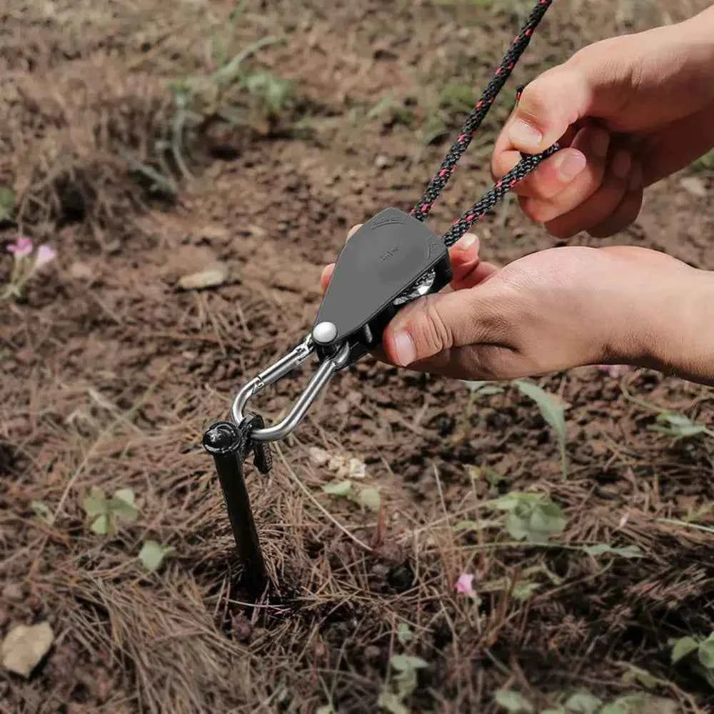Camping Tent Adjustable Rope Fastener Fixed Buckle Pulley Tensioner Ratchet Hangers Lights Lifting Camping Awning Wind Rope