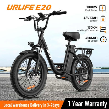 1000W E20 Electric Bike | 48V 13Ah Removable Battery, 20MPH, 20&