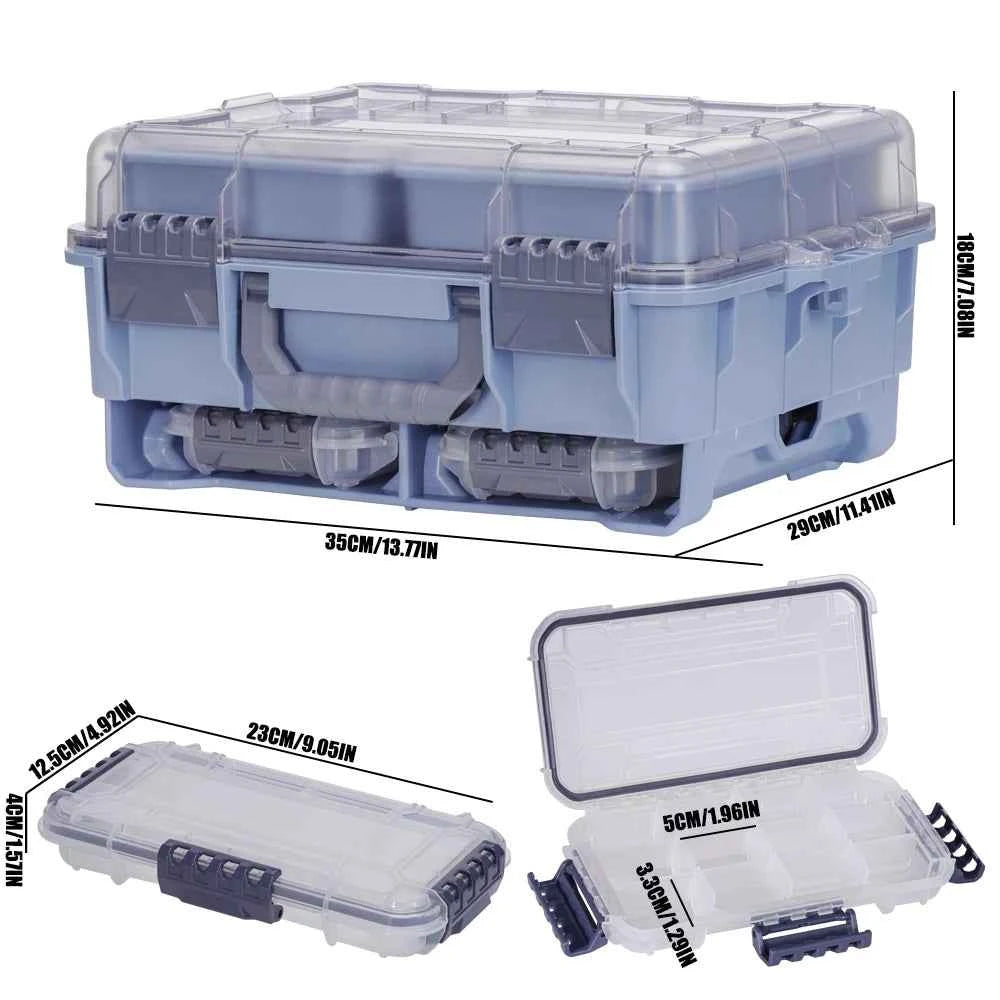 Large Capacity Waterproof Fishing Tackle Box – Hard Shell | Multi-Compartment | Portable | Fishing &amp; Camping