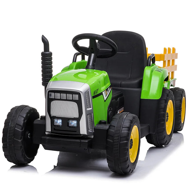 Kids Electric Ride-On Tractor – Dual Motors, LED Lights, Detachable Rear Bucket, Ages 3–12