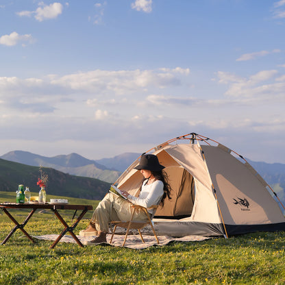 Instant Golden Pop-Up Tent – Portable 3-4 Person Sun &amp; Rain Shelter for Beach &amp; Camping