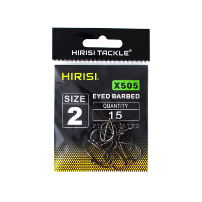 Hirisi X505 PTFE-Coated High Carbon Steel Barbed Carp Hooks – Long Shank, Sizes 