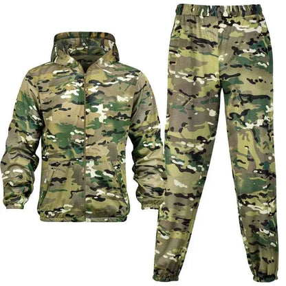 AUKUPKEE Tactical Mesh Mosquito-Proof Suit – Unisex Camo Hoodie &amp; Pants Set
