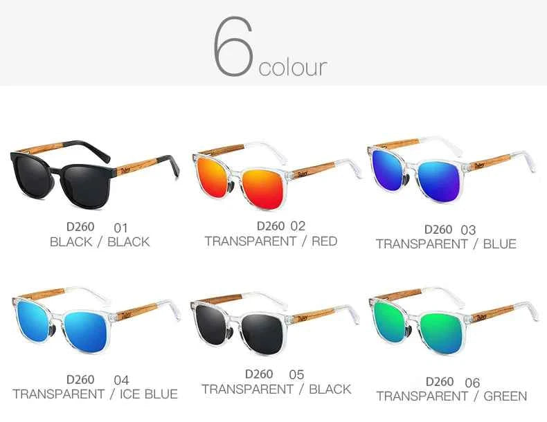 DUBERY Natural Wood Polarized Sunglasses – UV400 Rectangle Frame for Men
