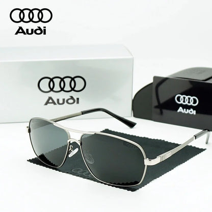 Audi Polarized Sunglasses – Unisex UV400 Square Aviator Alloy Frame Business &amp; Driving Shades
