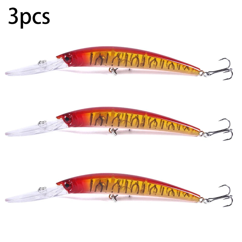 150mm 15g Deep Diving Jerkbait Minnow Fishing Lure – Hard Bait Wobbler with Rattle for Bass &amp; Pike