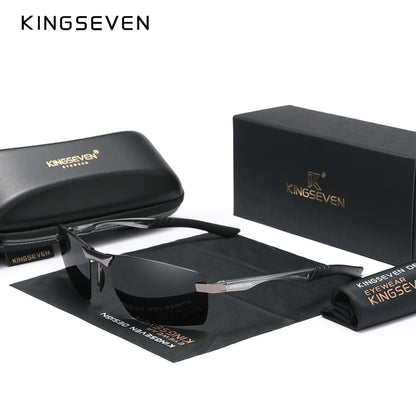 KINGSEVEN 7241 Rimless Polarized Sunglasses – Aluminum Frame, UV400, Men