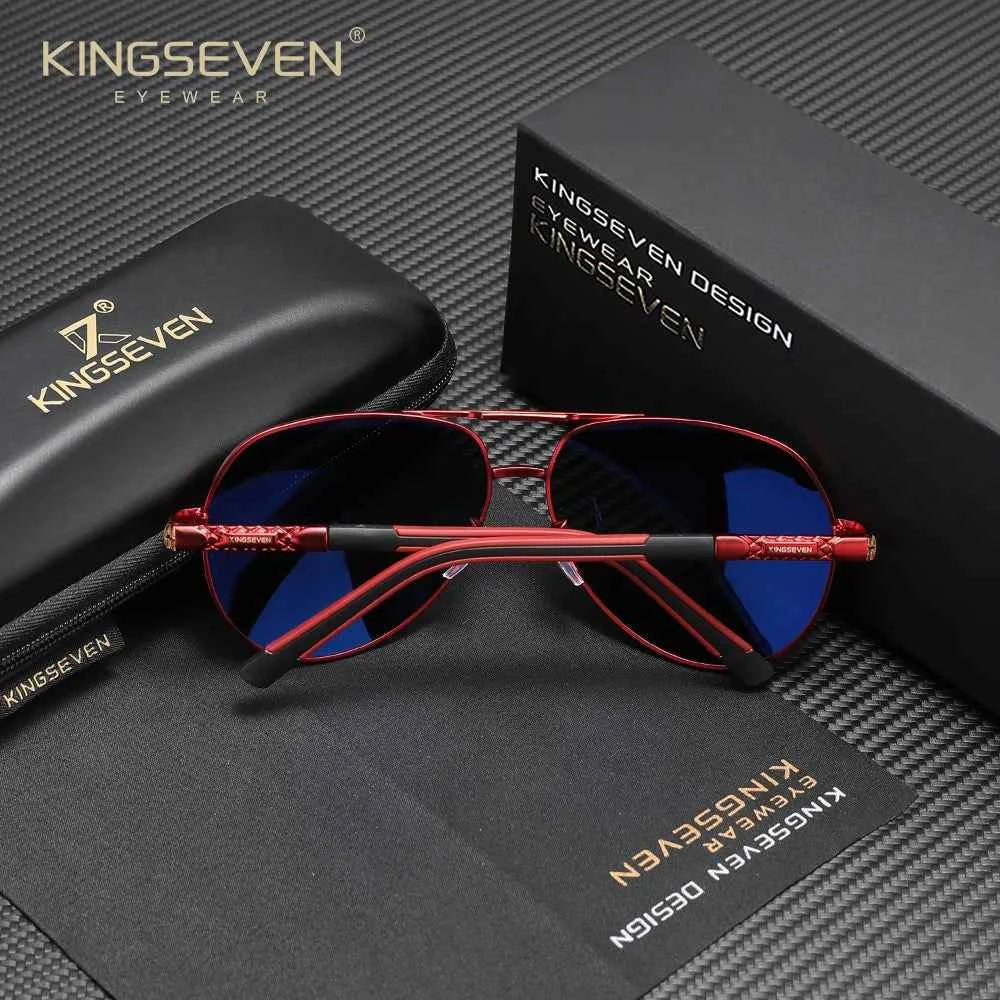 KINGSEVEN 7252 Pilot Sunglasses – Aluminium-Magnesium, Polarized Mirror, Anti-Reflective, Unisex