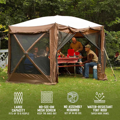 Pop Up Screen Tent, Large Outdoor Camping Gazebo Canopy, Pavilion, 12.5&