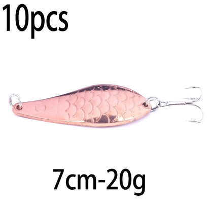 Metal Spoon Fishing Lure with Treble Hook – Gold &amp; Silver Jig Bait for Bass, Pike &amp; Perch