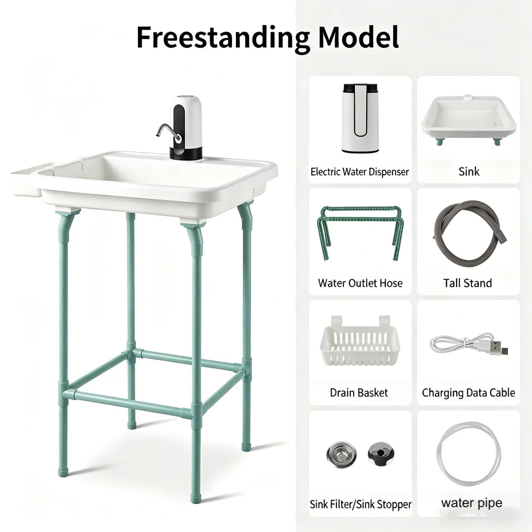 Outdoor Portable Sink with Stand – Folding Hand Wash Station for Camping, Garden &amp; RV