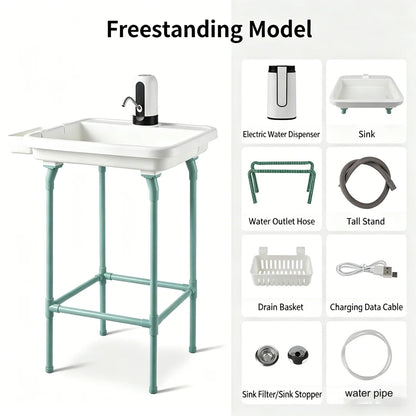 Outdoor Portable Sink with Stand – Folding Hand Wash Station for Camping, Garden &amp; RV
