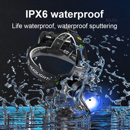 860000000LM Ultra Powerful LED Headlamp Super Bright Long Range 4500M Head Flashlight Rechargeable  Head Lantern Fishing Hunting