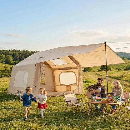 Spacious Inflatable Camping Tent – 6-8 Person, Quick Setup Air Pole System, Skylight &amp; Canopy