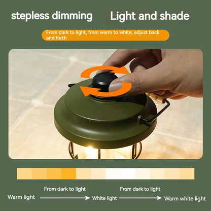 Retro Camping Lantern – USB Rechargeable Portable Tent Light for Camping &amp; Outdoor Use