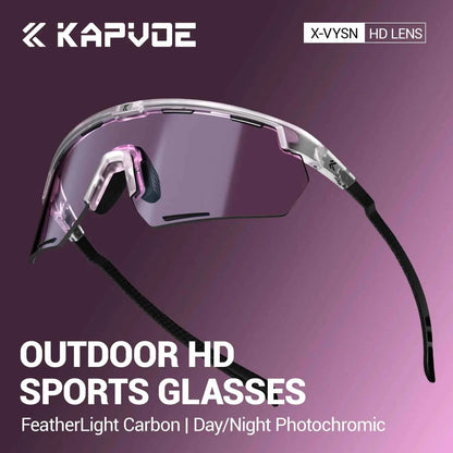 Kapvoe Real Carbon Fiber Cycling Glasses Sunglasses for Men Lightweight Photochromic UV400 MTB Bike Bicycle Sports Eyewear