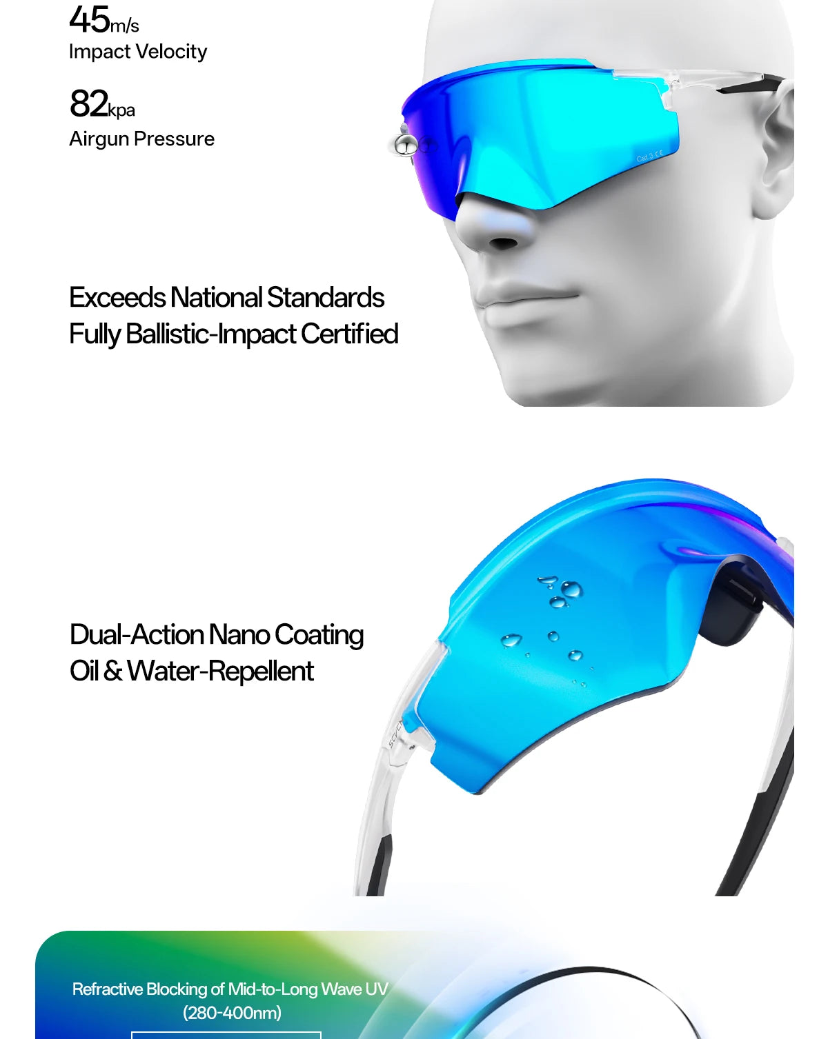 SCVCN Cycling Sunglasses – UV400 Waterproof Photochromic TR-90 Frame 146mm Wide Lens for MTB, Running &amp; Outdoor Sport