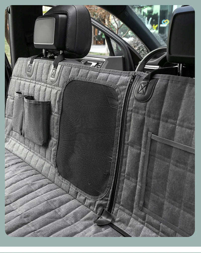Waterproof Dog Car Seat Cover &amp; Hammock – Plaid Nylon | Breathable | Small, Medium &amp; Large Dogs | Gray &amp; Black