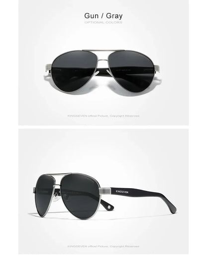 KINGSEVEN 7777 Polarized Pilot Sunglasses – Stainless Steel Frame, UV400, Unisex