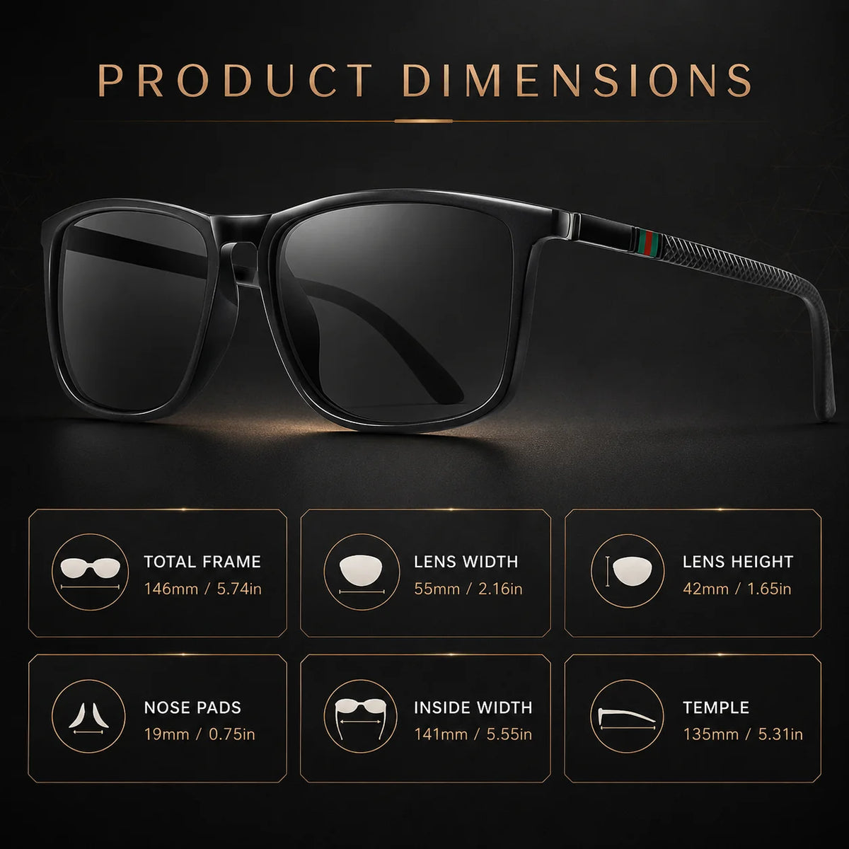 Classic Square Polarized Sunglasses – UV400 Lightweight Shades for Driving, Fishing &amp; Travel