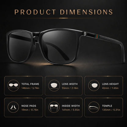Classic Square Polarized Sunglasses – UV400 Lightweight Shades for Driving, Fishing &amp; Travel