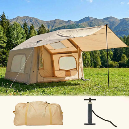Spacious Inflatable Camping Tent – 6-8 Person, Quick Setup Air Pole System, Skylight &amp; Canopy