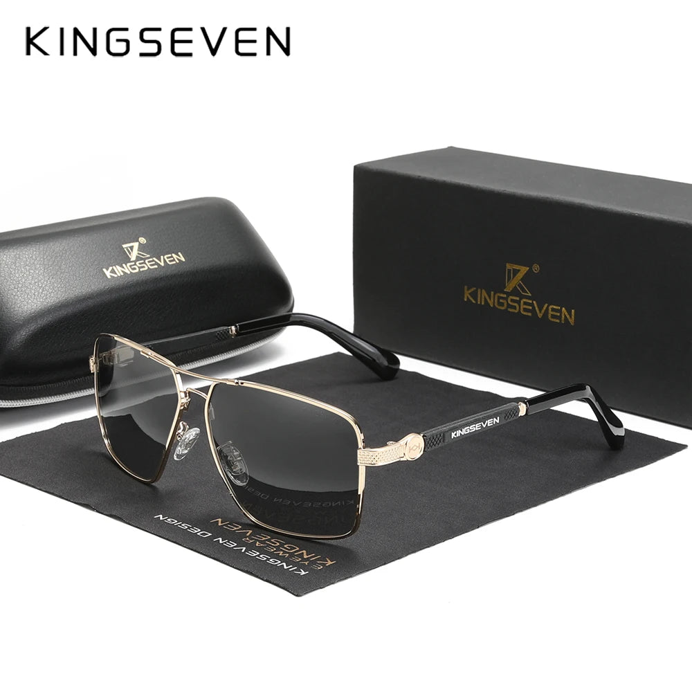 KINGSEVEN 7790 Polarized Square Sunglasses – Alloy Frame, UV400, Photochromic Options