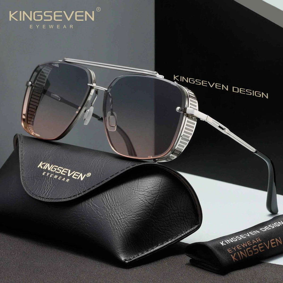 KINGSEVEN Luxury Polarized Driving Sunglasses – UV400 Gradient Lens, Rectangle Frame