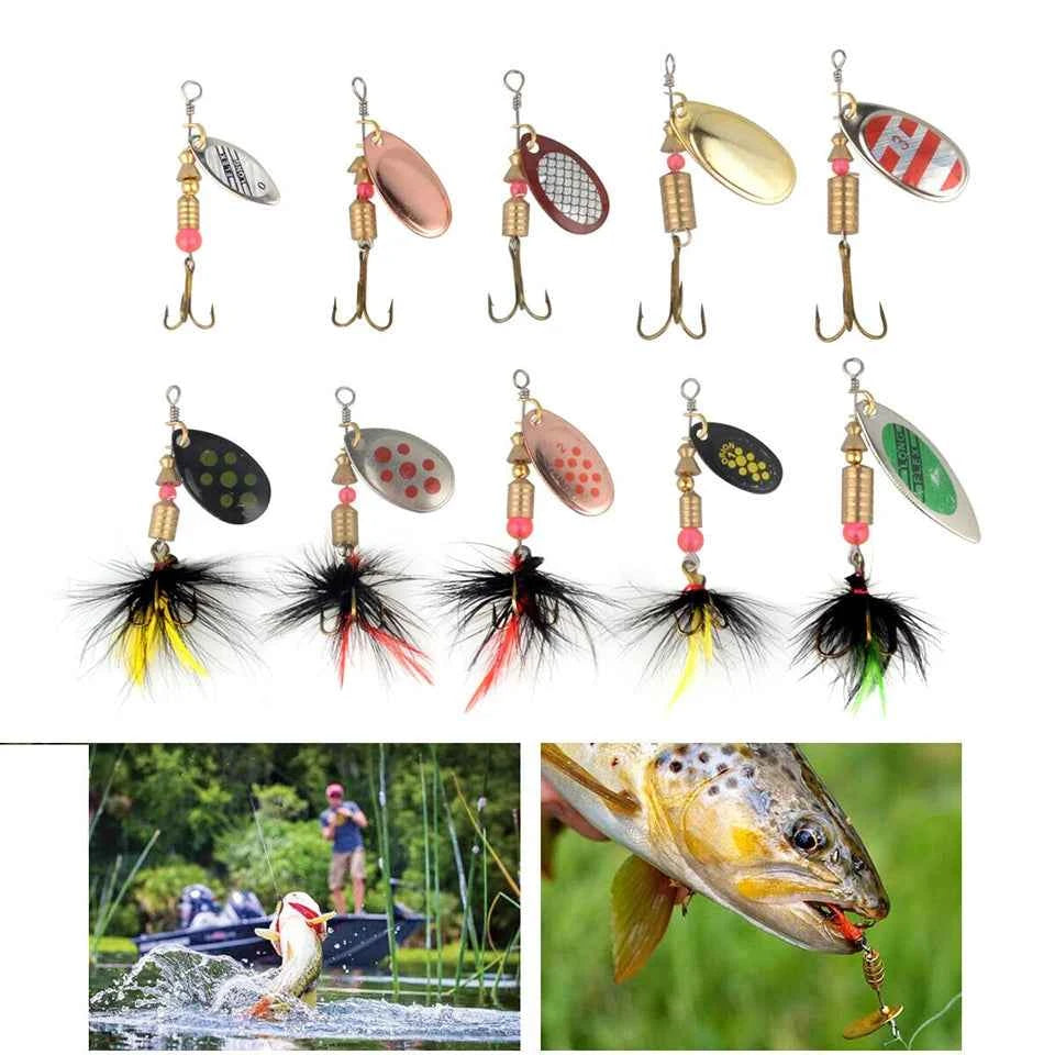 Metal Spoon Spinner Wobbler Lure Set – 10pcs Trout &amp; Pike Spinnerbait Kit (2–8g)