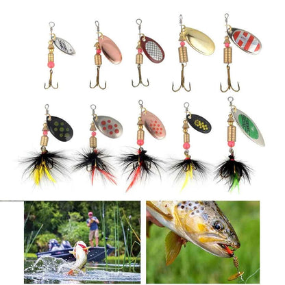 Metal Spoon Spinner Wobbler Lure Set – 10pcs Trout &amp; Pike Spinnerbait Kit (2–8g)