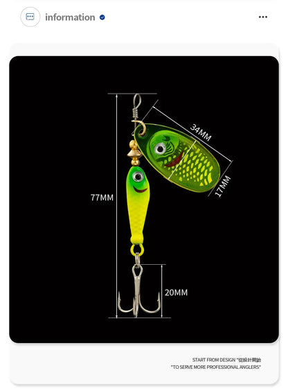9g Rotating Fishing Bait Spoon Lure Metal Triple Hook Artificial Fish Wobbler Feeder for Enhanced Fishing Experience