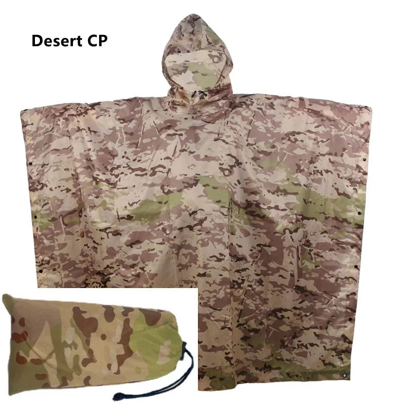 Camouflage Waterproof Poncho – Multifunctional Rain Cover for Camping &amp; Hunting