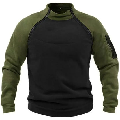 Tactical Sweatshirt Men Thick Double Zipper Fleece Hoodie Pullover Casual Outdoor Sports Long Sleeve Jacket Warm Breathable New