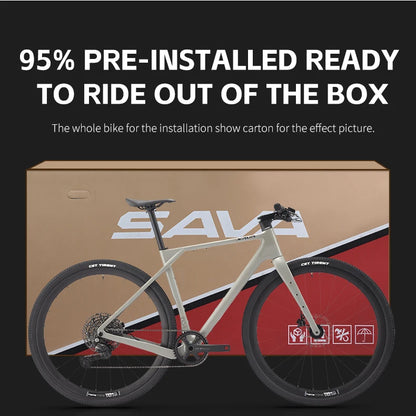 SAVA SF6 Carbon Fiber Gravel Road Bike All Terrain Suitable Off-Road Flat Handlebar Road Bicycle Oil Disc Bicycle Race Bike