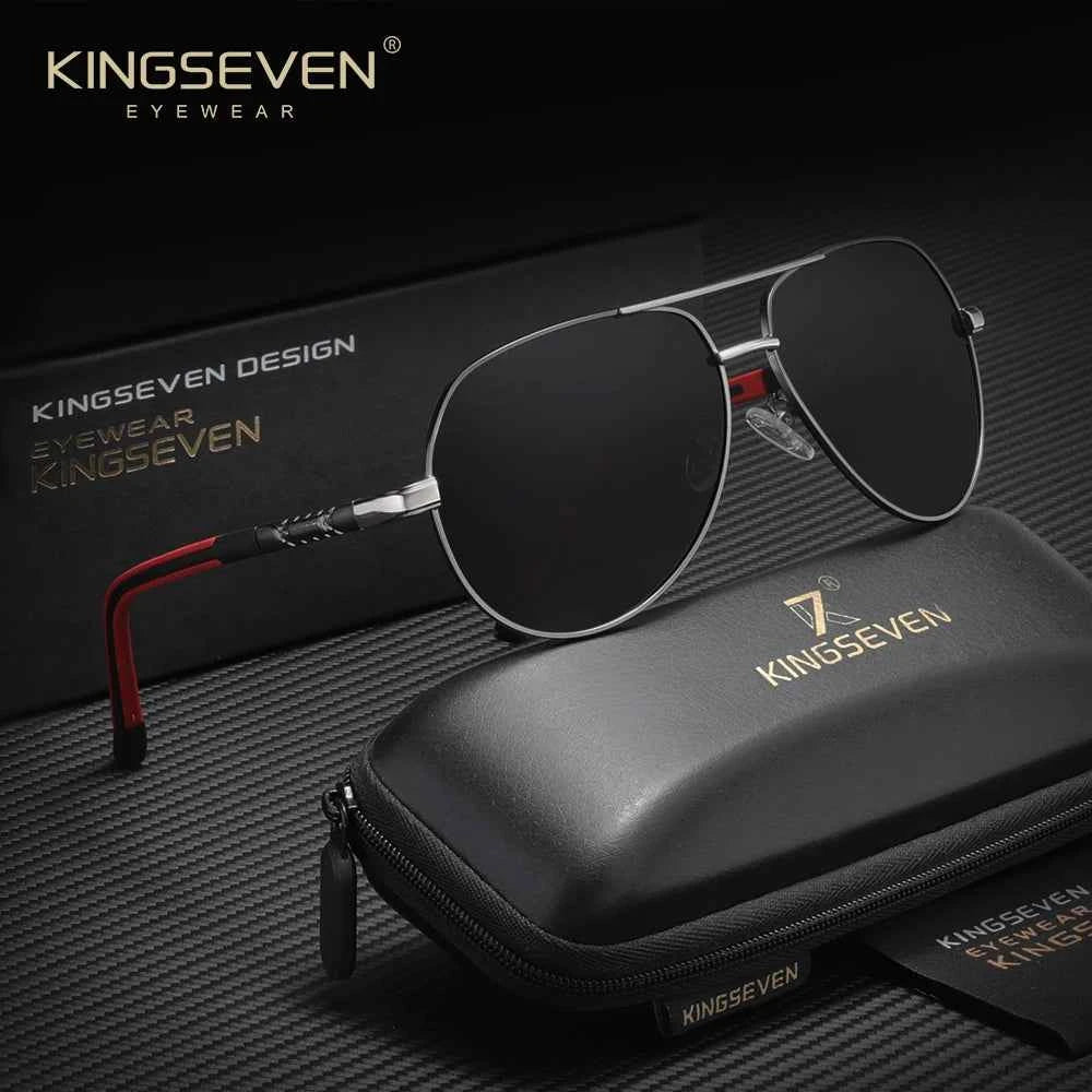 KINGSEVEN 7252 Pilot Sunglasses – Aluminium-Magnesium, Polarized Mirror, Anti-Reflective, Unisex