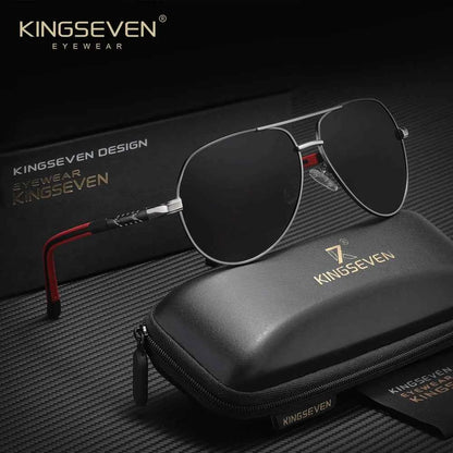 KINGSEVEN 7252 Pilot Sunglasses – Aluminium-Magnesium, Polarized Mirror, Anti-Reflective, Unisex