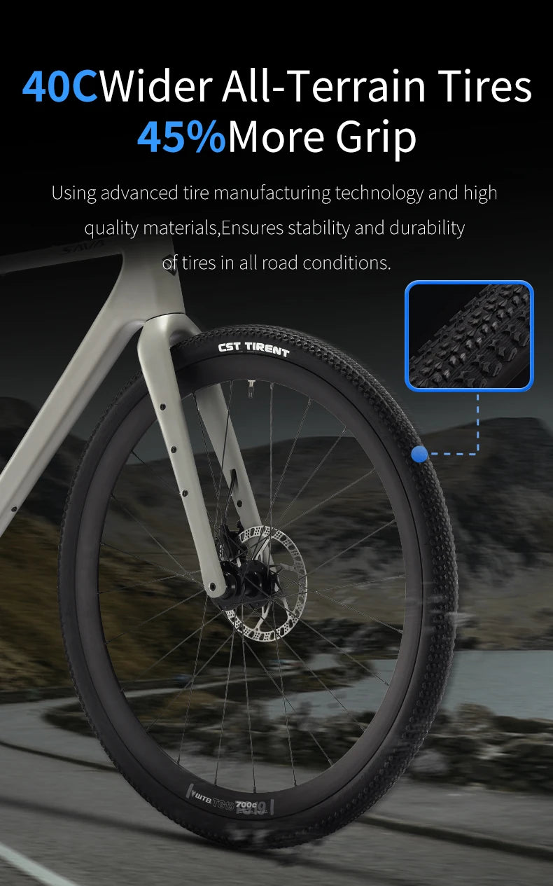 SAVA SF6 Carbon Fiber Gravel Road Bike All Terrain Suitable Off-Road Flat Handlebar Road Bicycle Oil Disc Bicycle Race Bike
